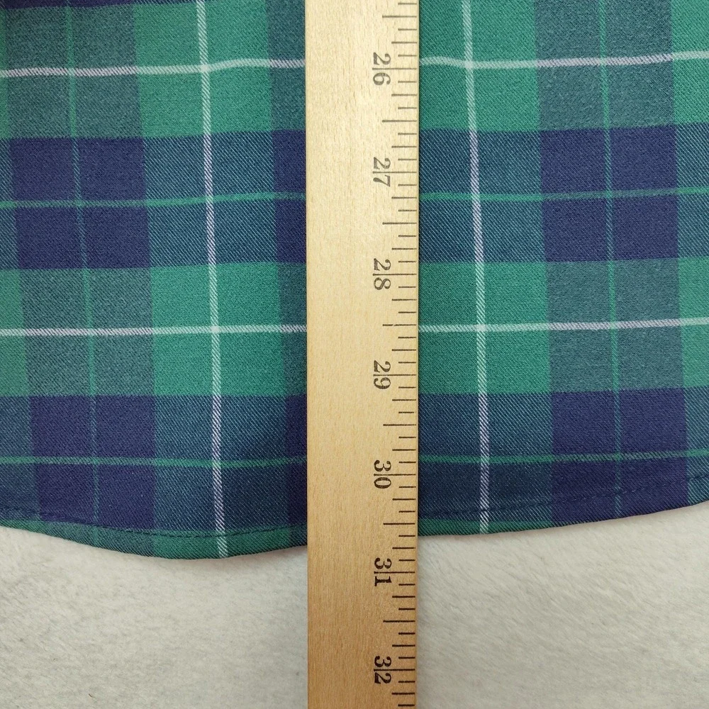 Mizzen+Main‎ Shirt Mens Large Green Plaid Button-Up Flannel Slim Trim Fit USA